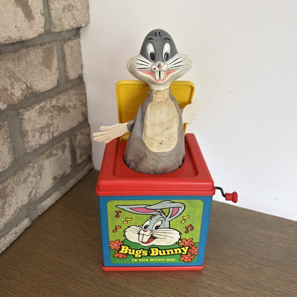 Mattel Bugs Bunny Looney Tunes Jack-in-the-Box Toy for Kids Missing Ears